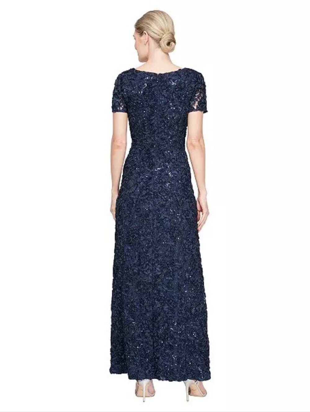 Alex Evenings Tiffany Soutache Sequin A-Line Dress - Navy - Size 10 - Picture 3 of 9